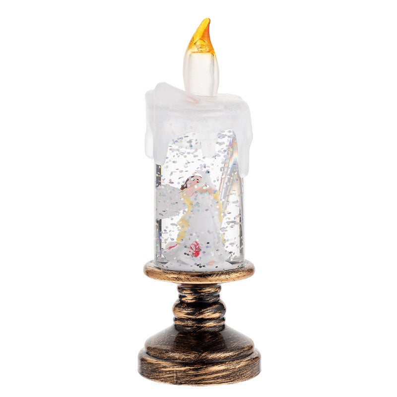(A set of four) Festive Christmas Candle Lights with Snow Globe Decor - Perfect Creative Holiday Gif