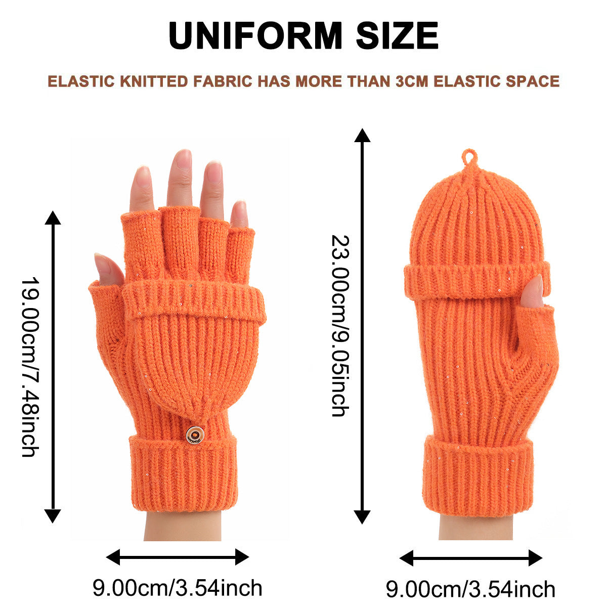 Pink Winter Convertible Mittens - Warm Knitted 2-in-1 Fingerless Gloves with Flip Top Cover for Cold