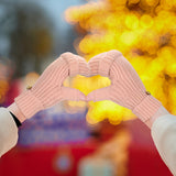 Pink Winter Convertible Mittens - Warm Knitted 2-in-1 Fingerless Gloves with Flip Top Cover for Cold