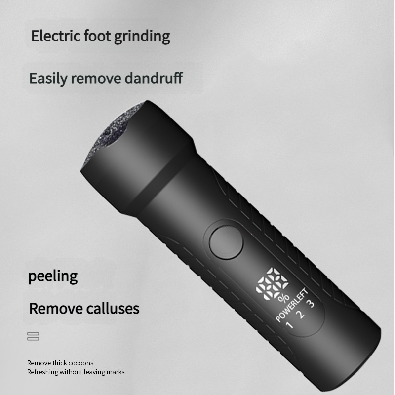 Black Waterproof Electric Foot File with LED Display - Rechargeable Callus Remover
