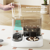 Automatic Pet Feeder and Water Bowl - 2-in-1 Grey Stainless Steel Bowl Cat Feeding Station