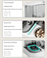 Automatic Pet Feeder and Water Bowl - 2-in-1 Grey Stainless Steel Bowl Cat Feeding Station - Rear View