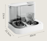 Automatic Pet Feeder and Water Bowl - 2-in-1 Yellow Stainless Steel Bowl Cat Feeding Station - Close-Up Angle