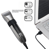 Cordless Electric Hair Clipper with LED Display - 8 colourful Adjustable Lengths - Front View