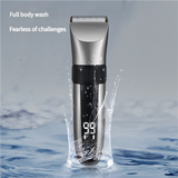 Cordless Electric Hair Clipper with LED Display - 8 Blue Adjustable Lengths - Top-Down View