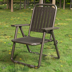 Coffee Portable Folding Chair - Outdoor Beach and Camping Recliner