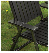 Black Portable Folding Chair - Outdoor Beach and Camping Recliner - 45-Degree Angle