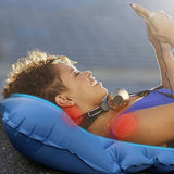 Green Portable Outdoor Inflatable Mat - Foot-Operated Camping Sleeping Pad - Close-Up Angle