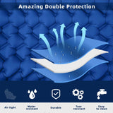 Blue Portable Outdoor Inflatable Mat - Foot-Operated Camping Sleeping Pad - Side View