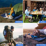 Blue Portable Outdoor Inflatable Mat - Foot-Operated Camping Sleeping Pad - Top-Down View