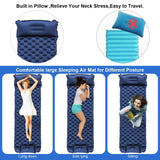 Blue Portable Outdoor Inflatable Mat - Foot-Operated Camping Sleeping Pad - 45-Degree Angle