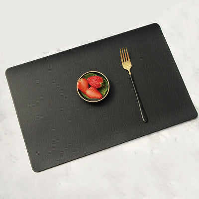 5 PCS Black Nordic Style Leather Placemat - Anti-Slip, Heat-Resistant Table Mat 30cm x 45cm