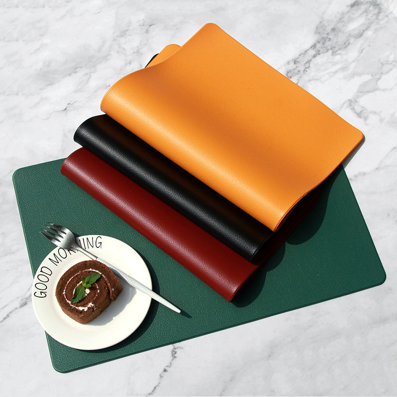 5 PCS Green Nordic Style Leather Placemat - Anti-Slip, Heat-Resistant Table Mat 30cm x 45cm