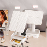 Elegant Tri-Fold Shell LED Vanity Mirror - Smart Makeup Gift with Storage & Illumination - 45-Degree Angle