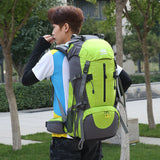 Red 36-55L Outdoor Hiking Backpack - Durable Water Resistant Travel Bag for Trekking, Camping, and Adventure - Side View
