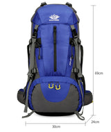 Red 36-55L Outdoor Hiking Backpack - Durable Water Resistant Travel Bag for Trekking, Camping, and Adventure - Rear View
