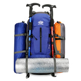 Blue 36-55L Outdoor Hiking Backpack - Durable Water Resistant Travel Bag for Trekking, Camping, and Adventure