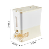 Regular Cream White Smart Kitchen Rice Dispenser - Automatic Press-Style Rice Storage Bin