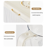 Transparent Cream White Smart Kitchen Rice Dispenser - Automatic Press-Style Rice Storage Bin - Rear View