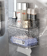 2PCS Stylish Double-Layer Transparent Wave-Textured Tissue Box Holder - Stylish Bathroom Storage - Front View