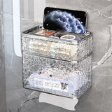 2PCS Stylish Double-Layer Transparent Wave-Textured Tissue Box Holder - Stylish Bathroom Storage - 45-Degree Angle