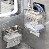 2PCS Stylish Double-Layer Transparent Wave-Textured Tissue Box Holder - Stylish Bathroom Storage - Rear View