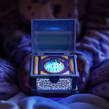 Treasure Chest Projection Lamp with Bluetooth Speaker and Mood Light, Blue - Side View