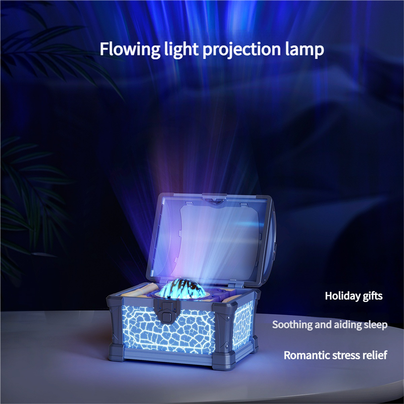 Treasure Chest Projection Lamp with Bluetooth Speaker and Mood Light, Blue
