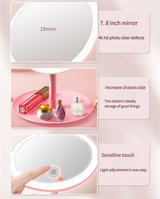 3PCS LED Makeup Mirror with Lights - Portable Tabletop Vanity Mirror, INS Style, Pink - 45-Degree Angle