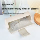 3 PCS Cute Bear PU Leather Glasses Case Large Capacity - Portable Protective Sunglasses Holder for Big Frames - Grey Eyewear Storage Box - Rear View