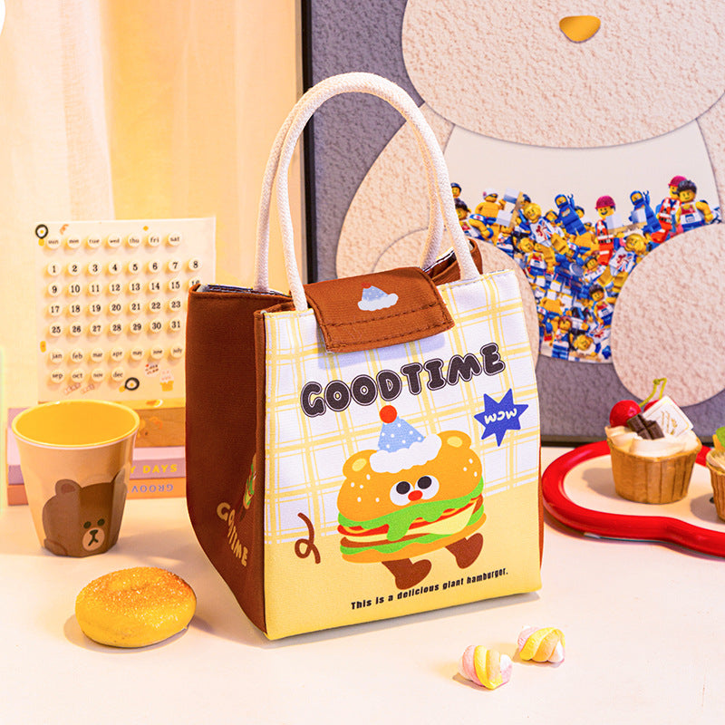 3 PCS Cute Cartoon Large Capacity Lunch Bag - Portable Soft  Handbag for School and Office - Reusable Picnic Food Storage Pouch with Comfortable Rope Handles