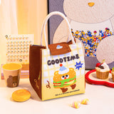 3 PCS Cute Cartoon Large Capacity Lunch Bag - Portable Soft  Handbag for School and Office - Reusable Picnic Food Storage Pouch with Comfortable Rope Handles