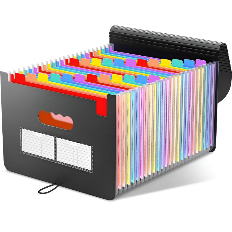 2 PCS A4 Expanding File Folder with Rainbow Interior - 13 Pockets Portable Document Organizer, Accordion Style Business and School File Bag with Elastic Cord Closure