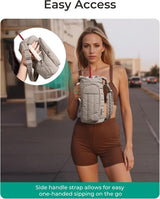 Dark Pink Quilted Water Bottle Carrier Bag with Large Phone Pocket - Insulated Tumbler Pouch with Adjustable Shoulder Strap - Crossbody Water Bottle Holder for18oz to 64ozTumblers, Gym, and Travel