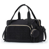 Black Large Quilted Diaper Bag Tote - Multi-functional Travel Baby Bag with Changing Pad and Pacifier Pouch - Stylish Hospital Bag for Labor and Delivery