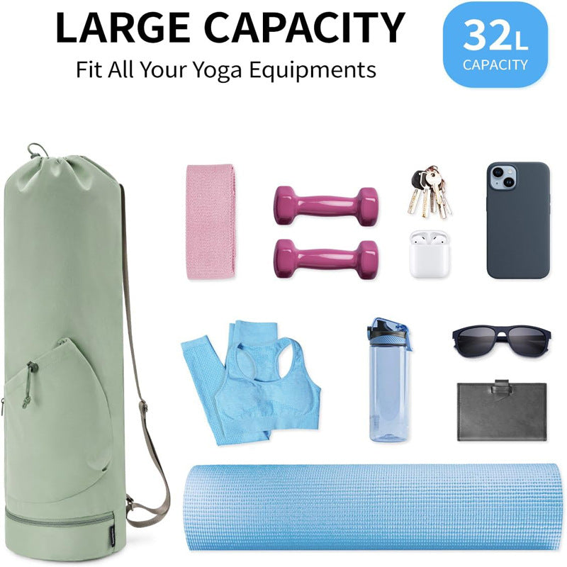 Pink Professional Yoga Mat Carrying Bag - 31 Inch Large Capacity Fitness Storage Pouch with Adjustable Shoulder Strap and Accessory Pocket - Fits Mats up to 10mm Thickness