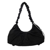 Black Large Capacity Ruched Travel Duffel Bag - Stylish Yoga Mat Storage Shoulder Bag - Lightweight Gym Fitness Tote with Drawstring Detail for Weekend Getaways and Sports