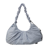 Blue Large Capacity Ruched Travel Duffel Bag - Stylish Yoga Mat Storage Shoulder Bag - Lightweight Gym Fitness Tote with Drawstring Detail for Weekend Getaways and Sports
