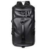 Black Large Capacity Men's Travel Backpack with Shoe Compartment - Water-Resistant Coated Fabric Business Weekender Bag - Casual Duffel Backpack with Dry-Wet Separation for Gym, Hiking, and 14-Inch Laptop