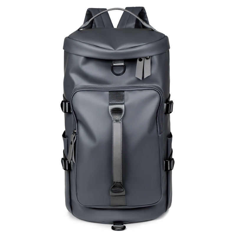 Grey Large Capacity Men's Travel Backpack with Shoe Compartment - Water-Resistant Coated Fabric Business Weekender Bag - Casual Duffel Backpack with Dry-Wet Separation for Gym, Hiking, and 14-Inch Laptop