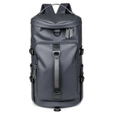 Grey Large Capacity Men's Travel Backpack with Shoe Compartment - Water-Resistant Coated Fabric Business Weekender Bag - Casual Duffel Backpack with Dry-Wet Separation for Gym, Hiking, and 14-Inch Laptop