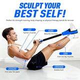 Orange Multifunctional Pedal Resistance Band - Home Fitness Sit-up Assistant with Foot Pedals and Elastic Pull Rope - Full Body Workout Equipment for Abs, Arms, Legs and Glutes - Front View
