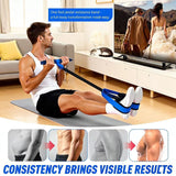 Purple Multifunctional Pedal Resistance Band - Home Fitness Sit-up Assistant with Foot Pedals and Elastic Pull Rope - Full Body Workout Equipment for Abs, Arms, Legs and Glutes - Side View