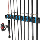 2 Sets Vertical Wall Mounted Fishing Rod Rack - 9-Slot Fishing Pole Holder for Garage, Professional Space-Saving Fishing Gear Storage Organizer with Soft Grip Pads