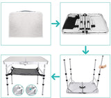 Portable Folding Camping Table with Aluminum Frame - Lightweight 60x40x50cm Picnic Table with Mesh Storage Bag and Carrying Handle for Outdoor BBQ, Travel, and Self-Driving Trips - Front View