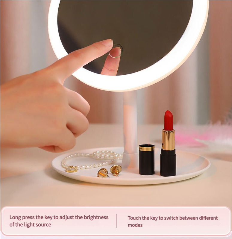 3PCS LED Makeup Mirror with Lights - Portable Tabletop Vanity Mirror, INS Style, White