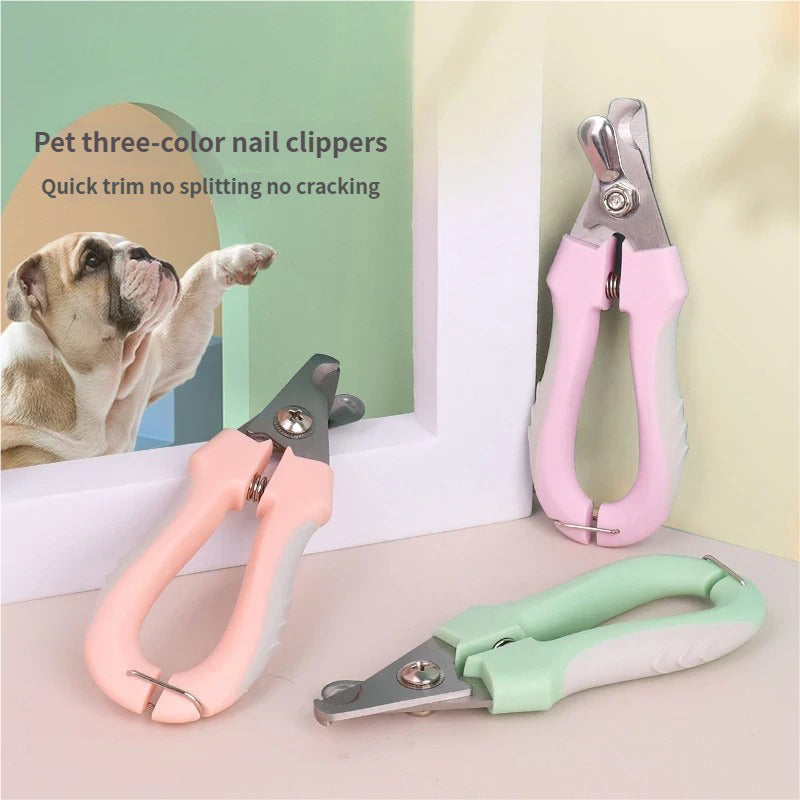3 PCS (Purple+ Pink+ Green)Professional Pet Nail Clippers for Dogs and Cats - Sharp Stainless Steel Blades with Safety Guard and Anti-Splash Baffle - Ergonomic Non-Slip Handle for Safe and Easy Grooming