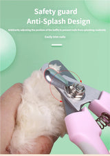 3 PCS Purple Professional Pet Nail Clippers for Dogs and Cats - Sharp Stainless Steel Blades with Safety Guard and Anti-Splash Baffle - Ergonomic Non-Slip Handle for Safe and Easy Grooming - Rear View