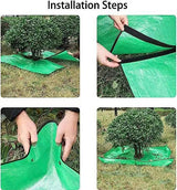 78.7 x 78.7 Inch Garden Leaf Collection Tarp with Center Hole - Waterproof PE Landscape Cleanup Mat - Heavy Duty Garden Debris Tarp for Shrub Trimming and Hedge Pruning - Green - Top-Down View