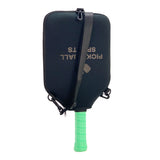 SA01 Black Neoprene Pickleball Paddle Cover (racket not included)  - Protective Crossbody Bag with Adjustable Shoulder Strap and Fence Hook - Universal Lightweight Paddle Case for All Skill Levels - Front View